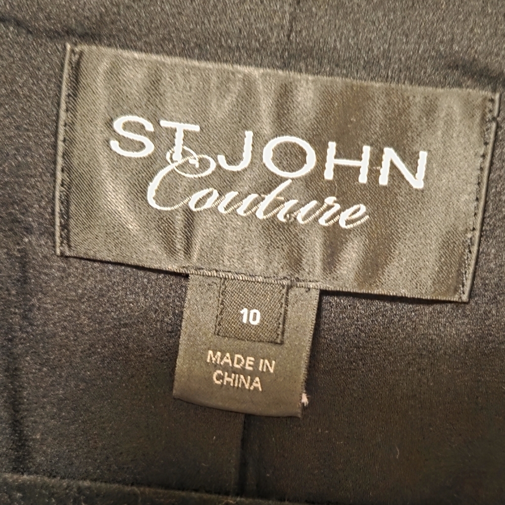 St John Couture Black Tuxedo Evening Formal Blazer Jacket Women's 10 Silk Lining - Picture 4 of 9